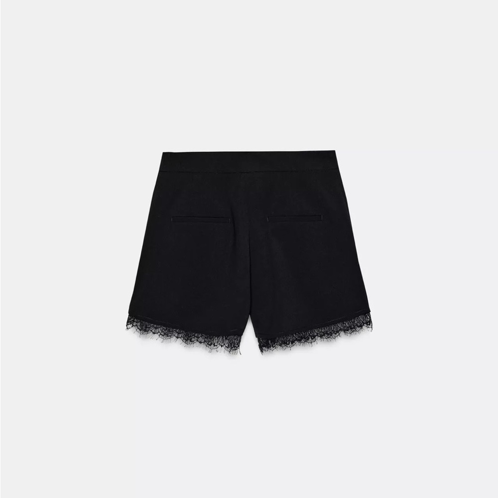 Black Lace-Hem Women's Shorts